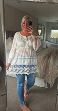 Load image into Gallery viewer, The Bora Bora boho lace sparkle detail top
