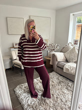 Load image into Gallery viewer, The striped v neck jumper with zip detail
