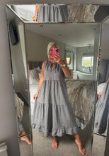 Load image into Gallery viewer, The Georgie gingham tiered dress with tie neck detail
