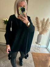 Load image into Gallery viewer, The sparkle poncho style jumper with tassels
