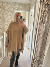 Load image into Gallery viewer, The tassel poncho style jumper with gold button detailing
