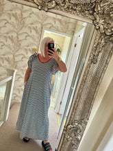 Load image into Gallery viewer, SALE The striped frill sleeve jersey dress with pockets (no return on sale items)
