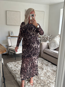 The animal print mesh dress
