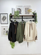 Load image into Gallery viewer, The luxe tie side hoodie with animal print detailing
