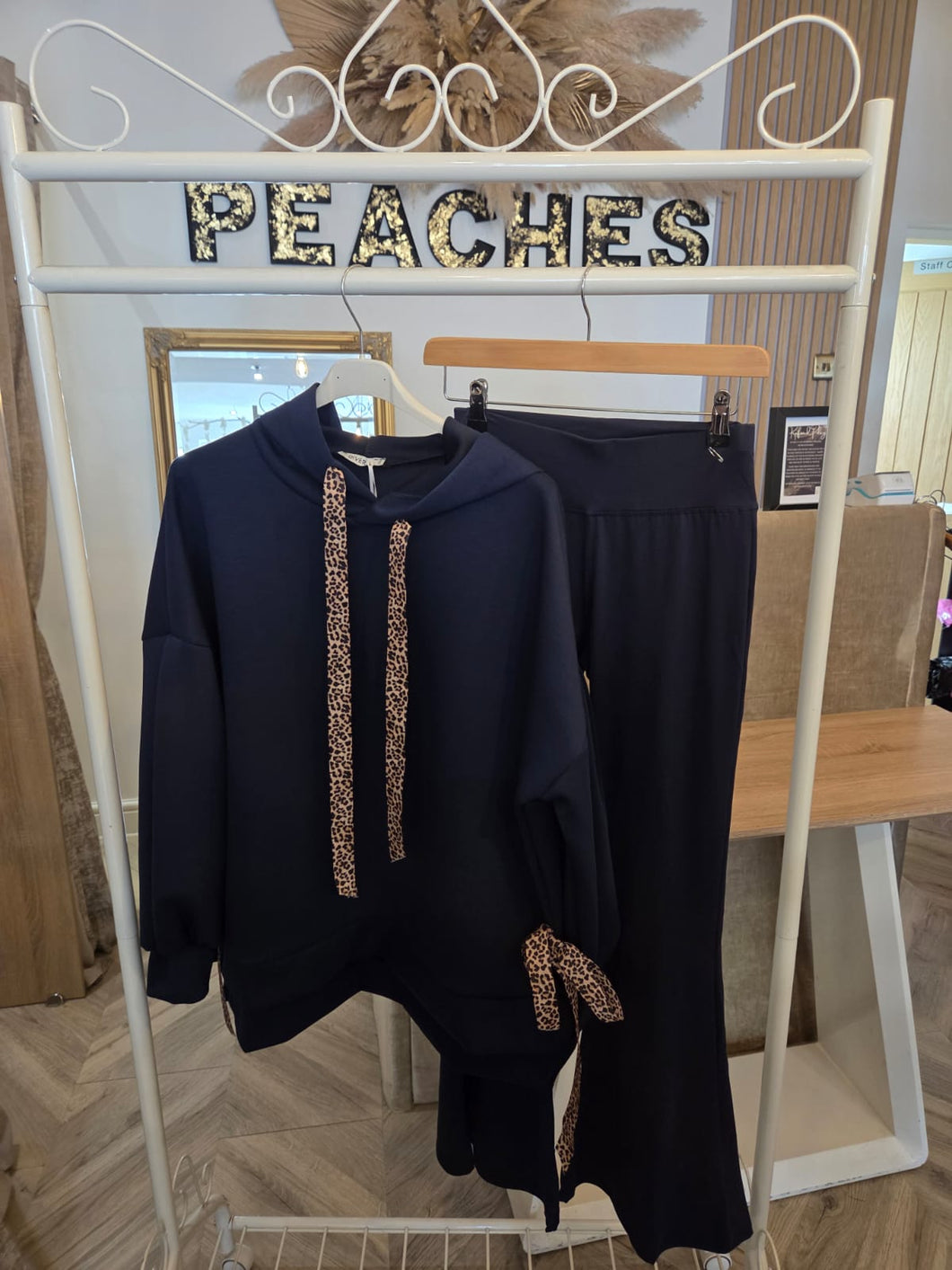 The luxe tie side hoodie with animal print detailing