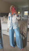 Load image into Gallery viewer, The Bora Bora lace chambray shirt
