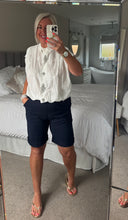 Load image into Gallery viewer, The Zeta Otto broaderie anglais diamanté detail hem shirt
