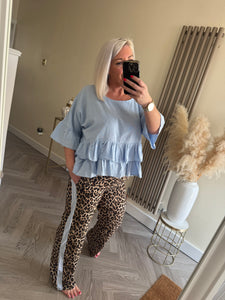 The animal print pinstripe detail trousers