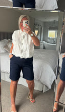 Load image into Gallery viewer, The Zeta Otto broaderie anglais diamanté detail hem shirt

