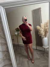Load image into Gallery viewer, The Tiggy velour sequin rouched dress
