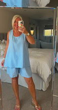 Load image into Gallery viewer, The linen look striped shorts set with pockets
