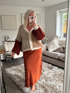 The colour block cardigan