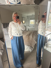 Load image into Gallery viewer, The high waisted chambrey denim Palazzos
