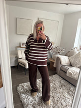 Load image into Gallery viewer, The striped v neck jumper with zip detail
