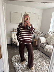 The striped v neck jumper with zip detail