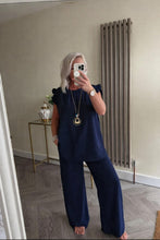 Load image into Gallery viewer, The chiffon frill sleeve trouser suit with separate necklace

