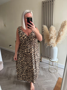 The slinky strappy dress in animal print