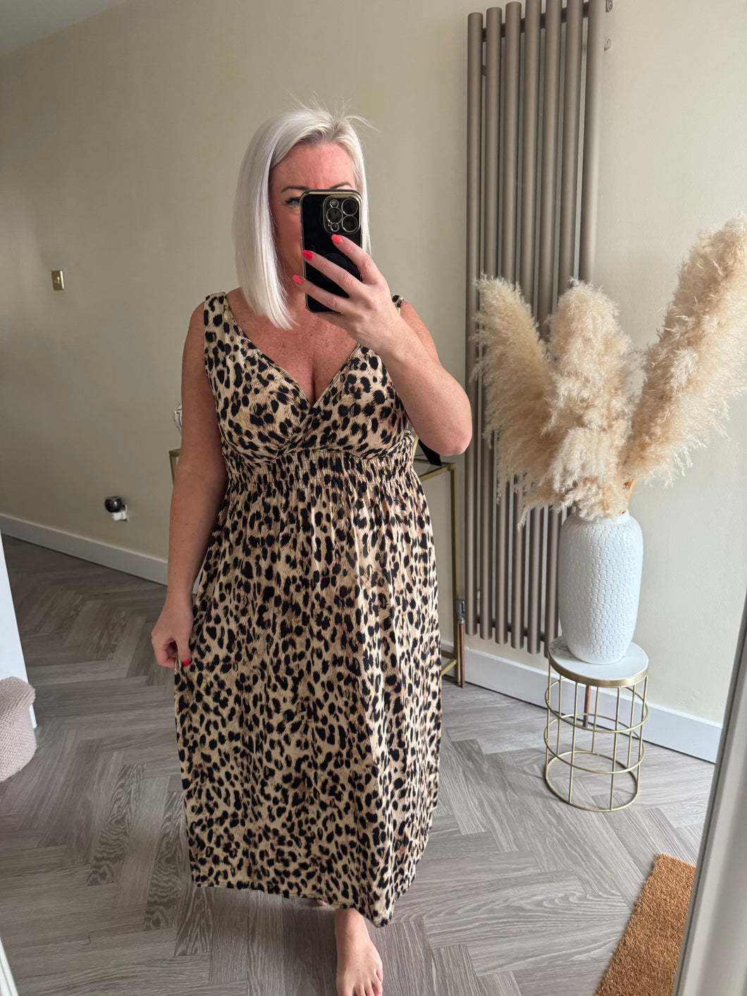 The slinky strappy dress in animal print