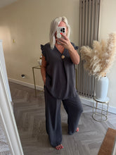 Load image into Gallery viewer, The saints button frill chiffon trouser suit
