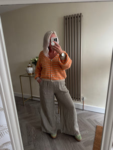 The striped button through cardigan