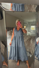 Load image into Gallery viewer, The Georgie gingham tiered dress with tie neck detail
