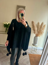 Load image into Gallery viewer, The sparkle poncho style jumper with tassels
