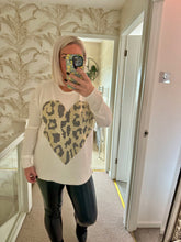 Load image into Gallery viewer, The supersoft sparkle animal print heart jumper
