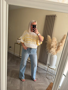The crochet stripe frill top