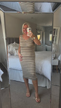 Load image into Gallery viewer, The Bora Bora crochet striped gold shimmer dress
