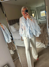 Load image into Gallery viewer, The Bora Bora polka dot frill cotton blouse
