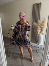 Load image into Gallery viewer, The frill hem chiffon tie dye button through dress
