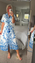 Load image into Gallery viewer, The Santorini button through tie waist dress
