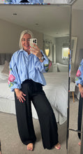 Load image into Gallery viewer, The Zeta Otto pinstripe embroidered sleeve shirt /jacket
