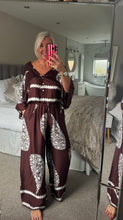 Load image into Gallery viewer, The Mandala satin trouser suit with cropped top
