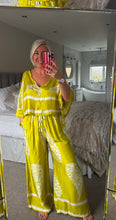 Load image into Gallery viewer, The Mandala satin trouser suit with cropped top
