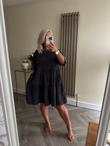 The tiered cord smock dress with pockets