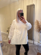 Load image into Gallery viewer, The sports luxe roll neck jumper with cable knit quilted button detailing
