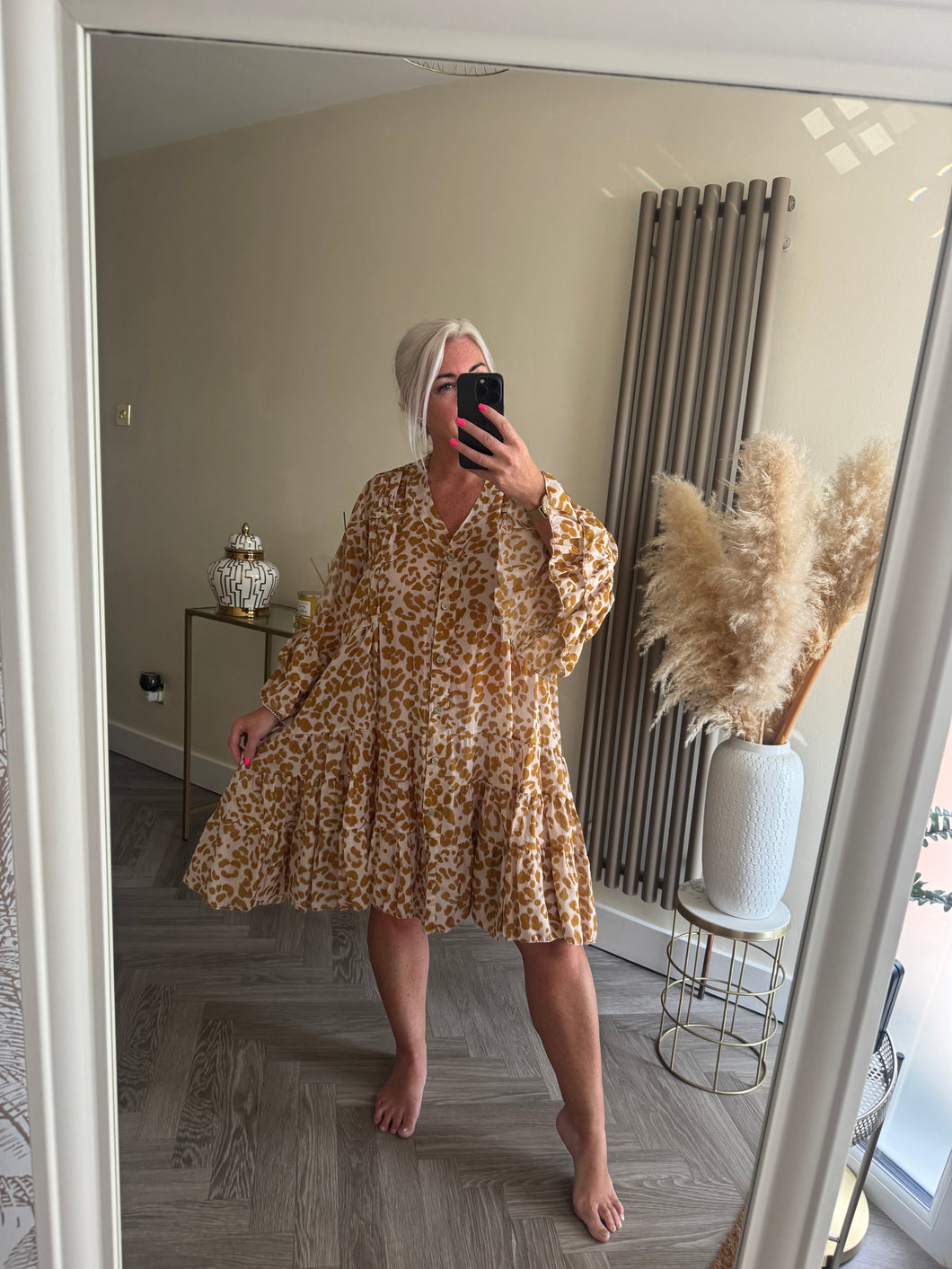 The animal print cotton smock dress