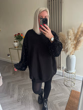 Load image into Gallery viewer, The Tiggy jersey sequin sleeve sweat/dress
