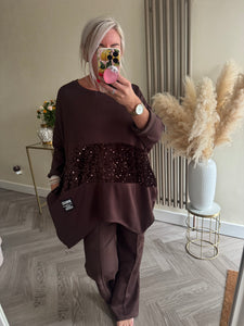 The black label dip hem sequin jersey tunic with zip detailing