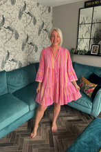 Load image into Gallery viewer, The Bora Bora broaderie anglais cotton neon smock dress
