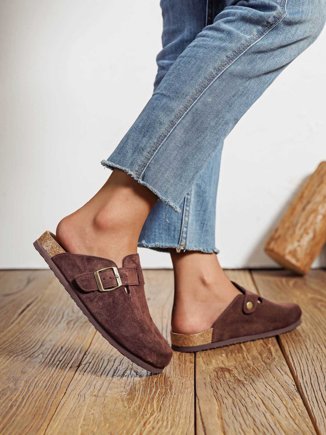 The Bertie mules in chocolate