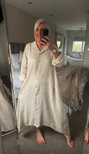 Load image into Gallery viewer, The striped linen shirt dress with pockets
