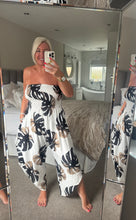 Load image into Gallery viewer, The Ibiza Palm shirred bandeau jumpsuit with pockets
