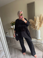 Load image into Gallery viewer, The black label dip hem sequin jersey tunic with zip detailing
