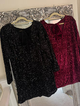 Load image into Gallery viewer, The tiggy tie back velour sequin dress
