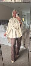 Load image into Gallery viewer, The Megan gold button faux side tie waist cape
