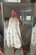 Load image into Gallery viewer, The Ibiza boho embroidered shirt dress with gold button detailing &amp; pockets
