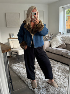 The Lottie animal print faux fur denim jacket