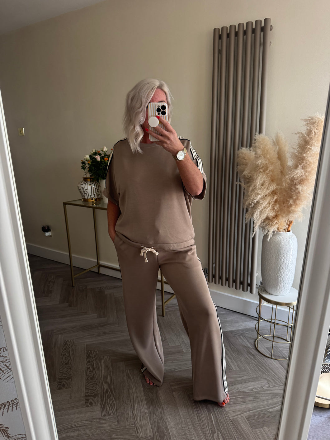 The Luxe jersey striped seam t shirt tracksuit